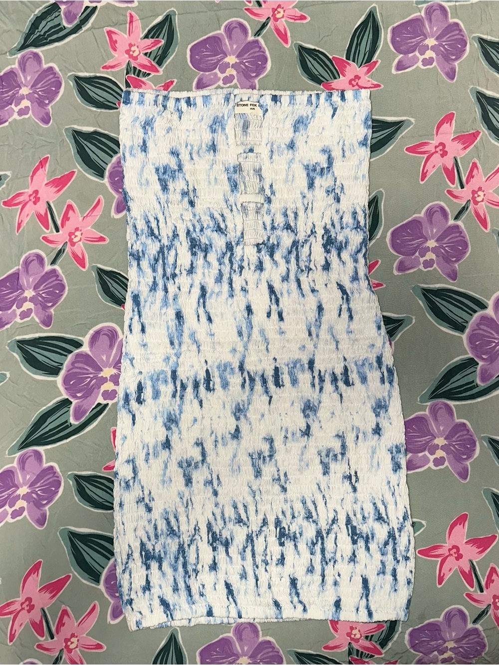 Stone Fox Swim Blue and White Tie-Dye Mini Skirt